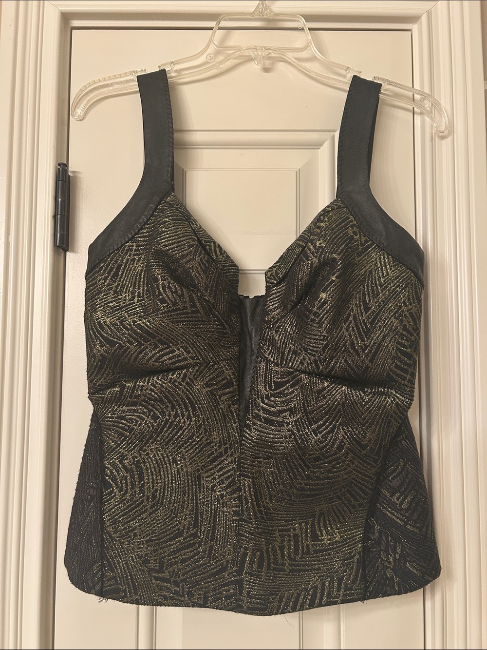 Elie Tahari Black and Gold Embellished Dress Top NWOT Sz S